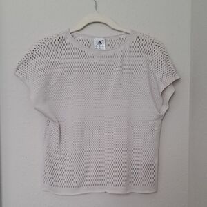 Adidas Women's Short Sleeve Mesh Tee - Light Cream